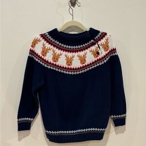 Boys Sz 6/7 Navy Fair Isle Reindeer Sweater